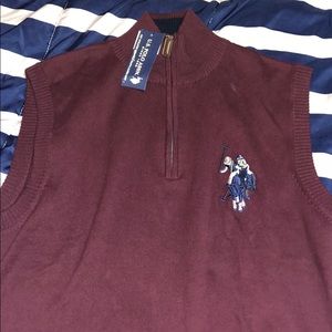 NWT POLO SWEATER VEST: burgundy
